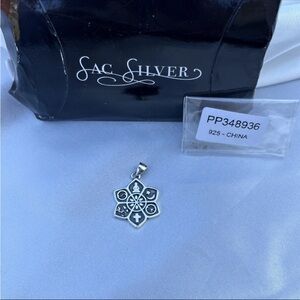 Sterling Silver Oxidized Coexist Symbols Pendant .925 New Medallion Charm